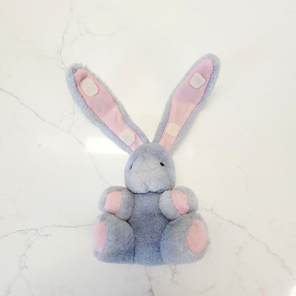 Easter Parade Rabbit Plush Bunny Blue Pink 7" Hook Loop Ears Advance Int'l